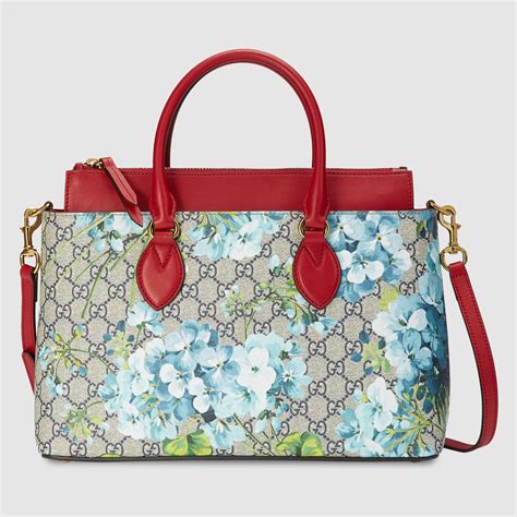 blue flower gucci bag|Gucci flower tote bag.